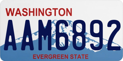 WA license plate AAM6892
