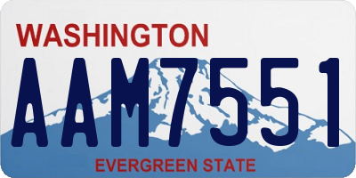 WA license plate AAM7551