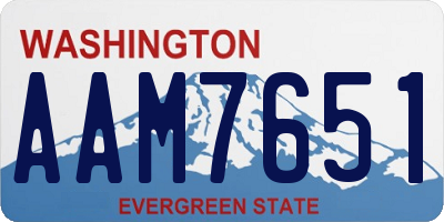 WA license plate AAM7651