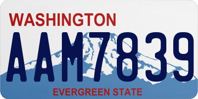 WA license plate AAM7839