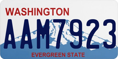 WA license plate AAM7923