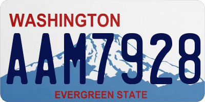 WA license plate AAM7928