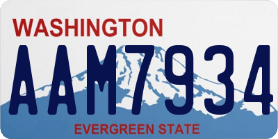 WA license plate AAM7934