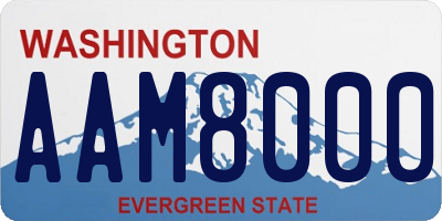 WA license plate AAM8000
