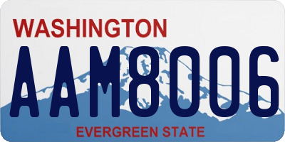 WA license plate AAM8006