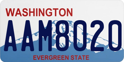 WA license plate AAM8020