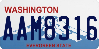 WA license plate AAM8316