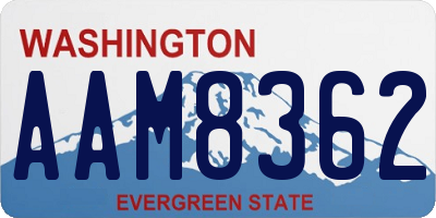WA license plate AAM8362