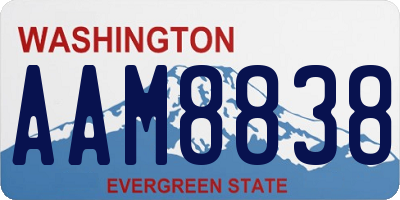 WA license plate AAM8838