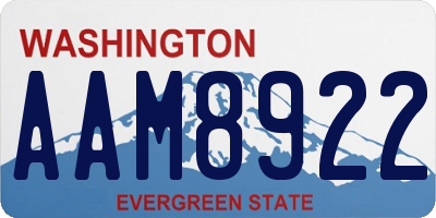 WA license plate AAM8922