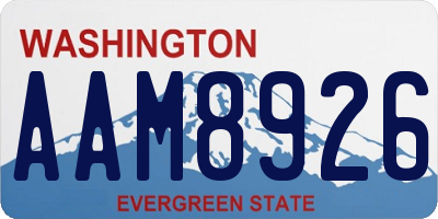 WA license plate AAM8926