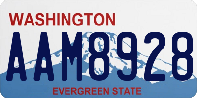 WA license plate AAM8928