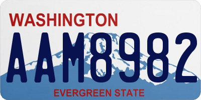 WA license plate AAM8982