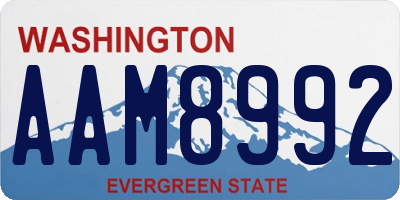 WA license plate AAM8992