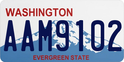 WA license plate AAM9102