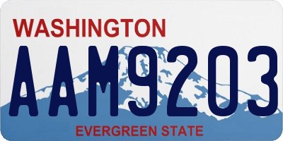 WA license plate AAM9203