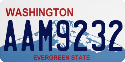 WA license plate AAM9232