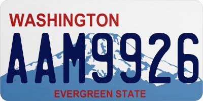 WA license plate AAM9926