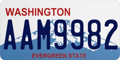 WA license plate AAM9982