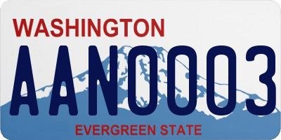 WA license plate AAN0003