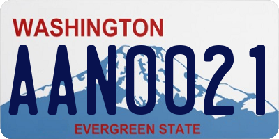 WA license plate AAN0021