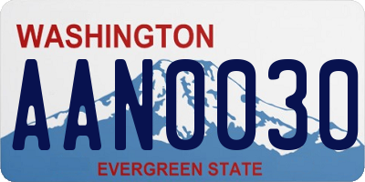 WA license plate AAN0030