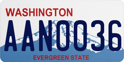 WA license plate AAN0036