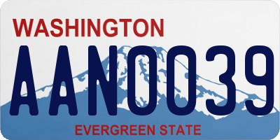 WA license plate AAN0039