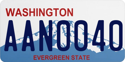 WA license plate AAN0040