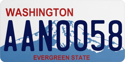 WA license plate AAN0058