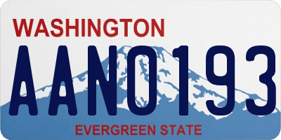 WA license plate AAN0193