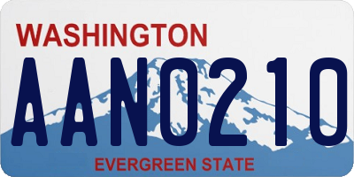 WA license plate AAN0210