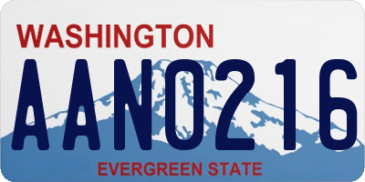 WA license plate AAN0216