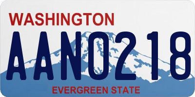 WA license plate AAN0218