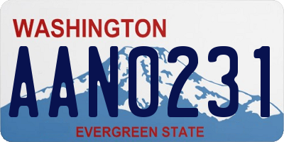 WA license plate AAN0231