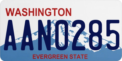 WA license plate AAN0285