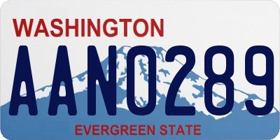 WA license plate AAN0289