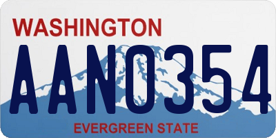 WA license plate AAN0354