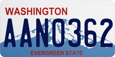 WA license plate AAN0362