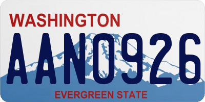 WA license plate AAN0926