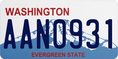 WA license plate AAN0931