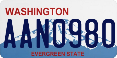 WA license plate AAN0980