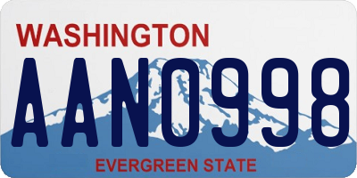 WA license plate AAN0998