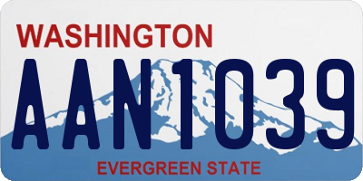 WA license plate AAN1039