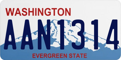 WA license plate AAN1314