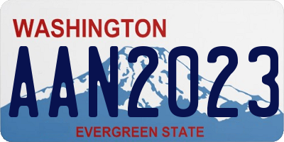 WA license plate AAN2023