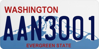 WA license plate AAN3001