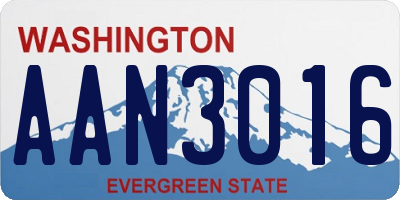 WA license plate AAN3016