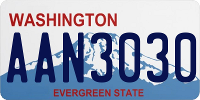 WA license plate AAN3030