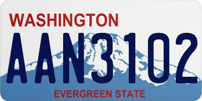 WA license plate AAN3102